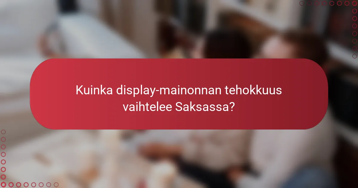Alueelliset vaihtelut näyttömainonnan tehokkuudessa Saksassa