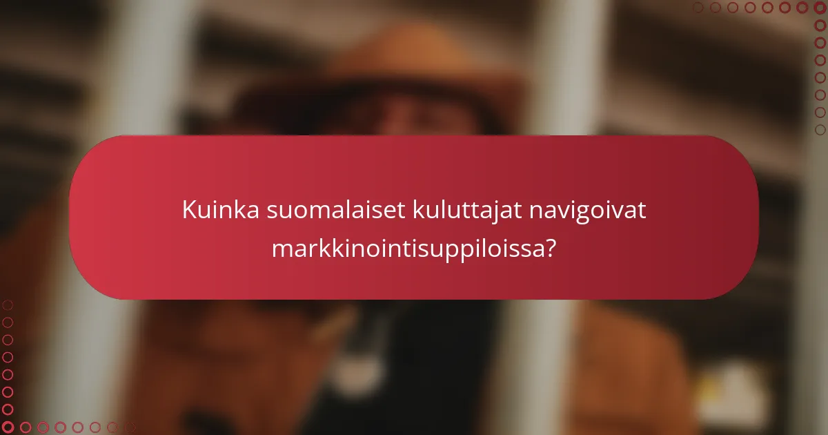 Ymmärtäminen suomalaisesta kuluttajakäyttäytymisestä markkinointisuppiloissa