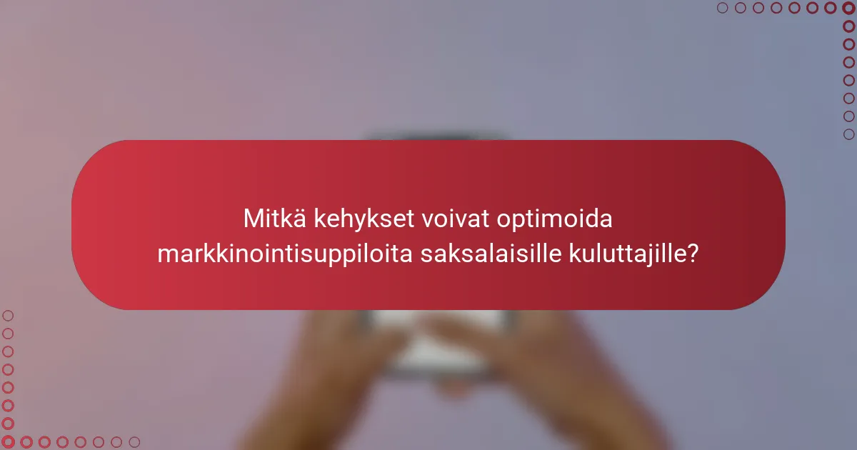 Mitkä kehykset voivat optimoida markkinointisuppiloita saksalaisille kuluttajille?