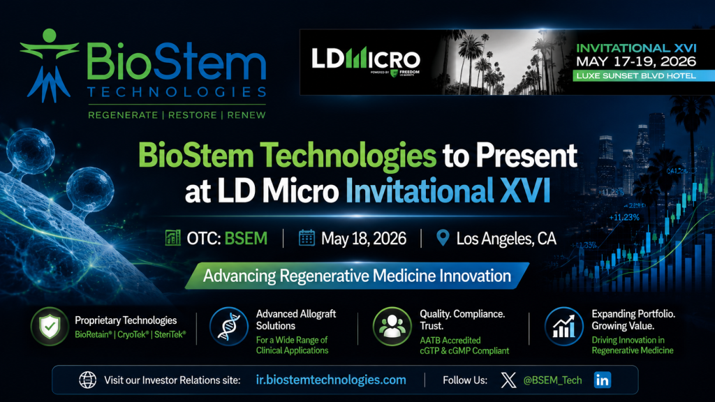 BioStem Technologies to Present at the 16th Annual LD Micro Invitational
