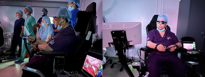Dr. Srivastava, CEO of SS Innovations, performing the world's longest-distance robotic telesurgery