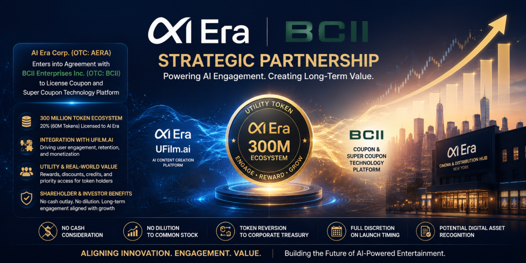 AI Era Corp Enters into Agreement with BCII Enterprises Inc. to License Coupon and Super Coupon Technology Platform
